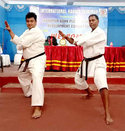 Shihan Ayan Chakraborty with Hanshi Eric Govender 8th Dan from South Africa